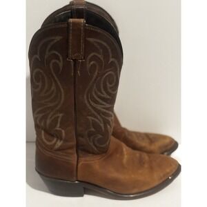 Laredo Mens Boots Leather Cowboy Western Boots Brown Stitched Sz 9 D